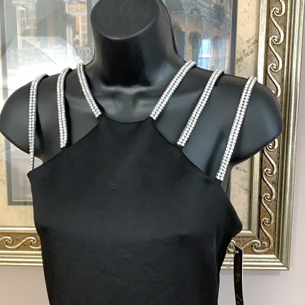 Shelby Nites Cocktail Dress Rhinestone Straps Sz 8